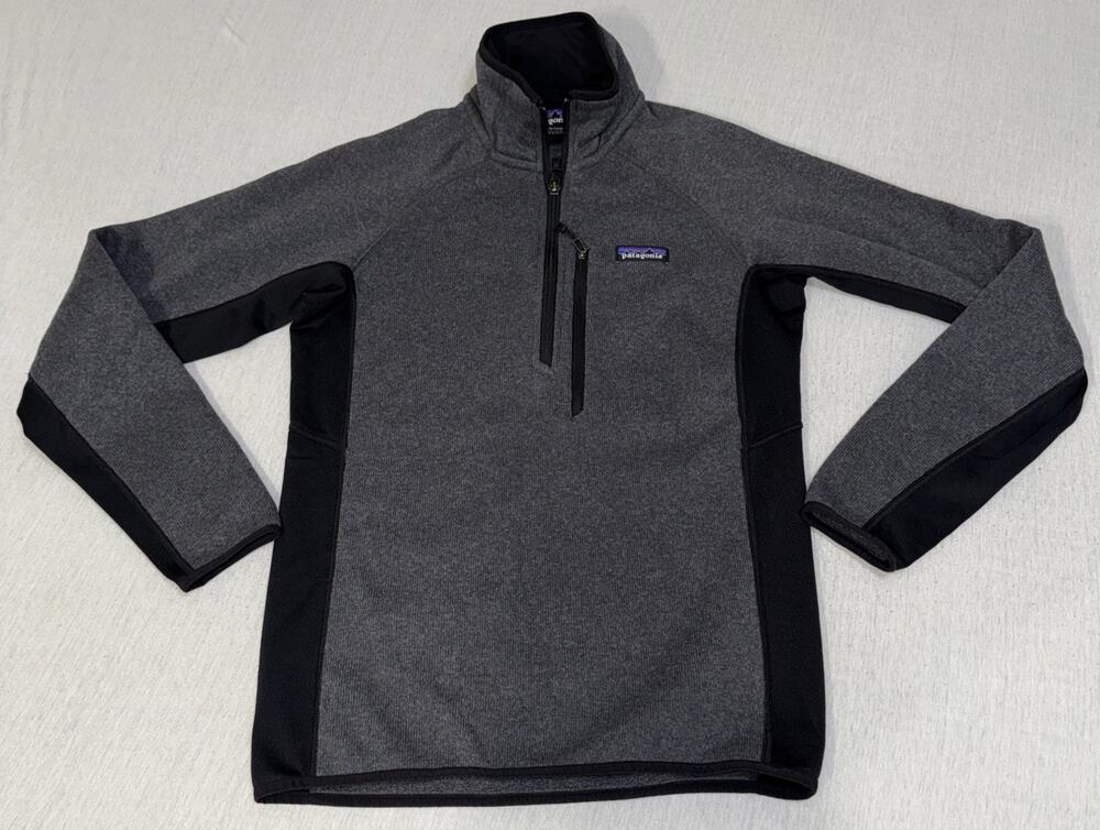 Patagonia Better Sweater Pullover Fleece Jacket Men SMALL GRAY BLACK 1/4 Zip EUC